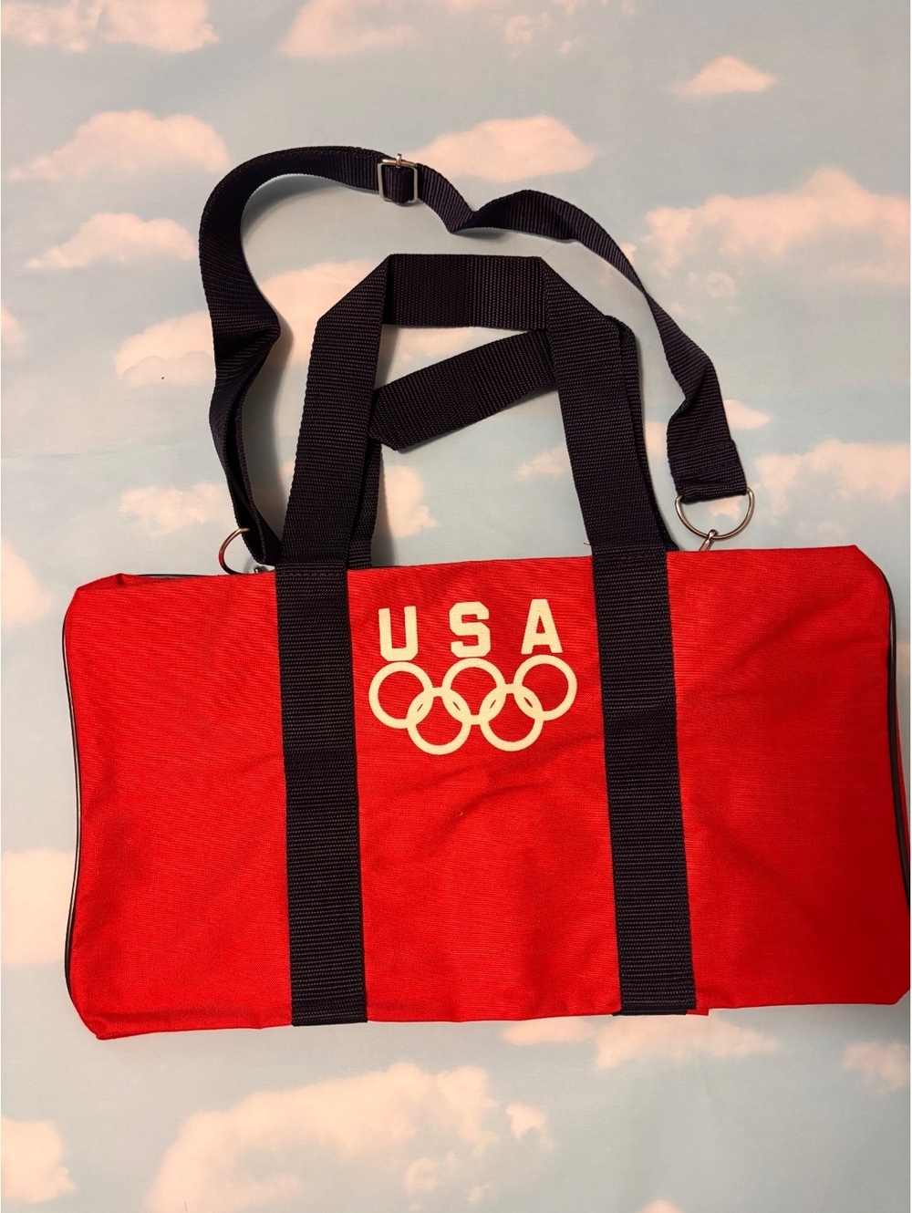 3M USA Olympic Rings Red Canvas Tote Bag with Adjustable Str